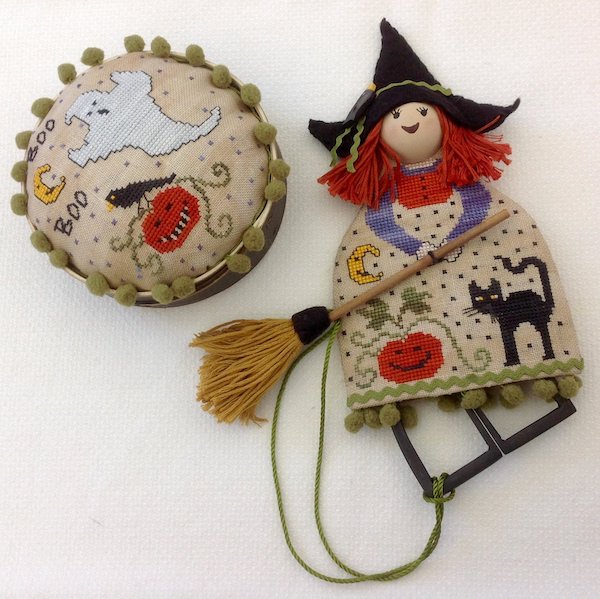 doll scissor case and pincushion halloween theme